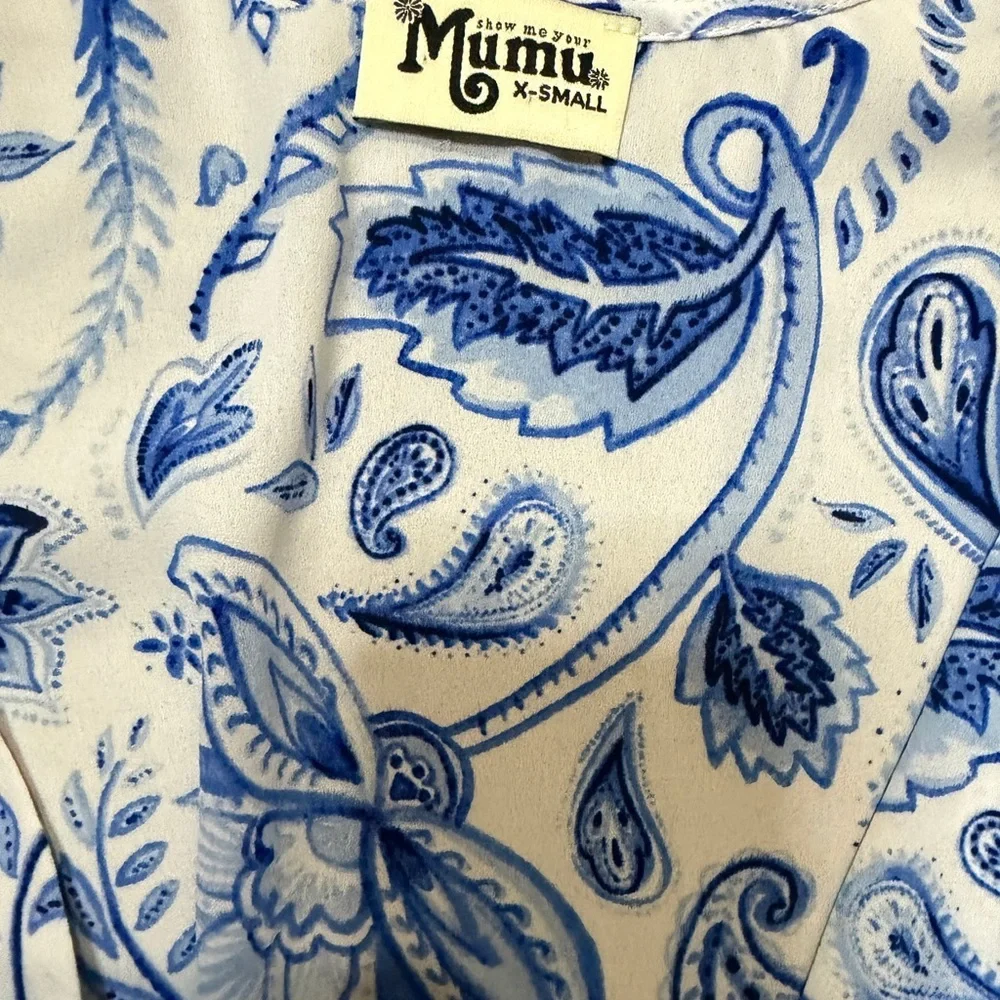 Show Me Your MuMu Blue and White Paisley short jumpsuit - Picture 4 of 6